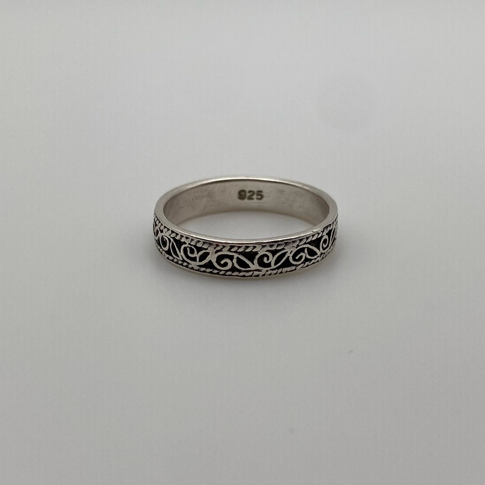 Sterling Silver 925 Leaf Vine Scroll Ring - Picture 6 of 7